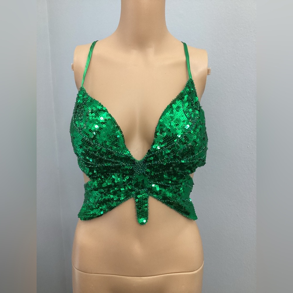 Sexy backless sequin top